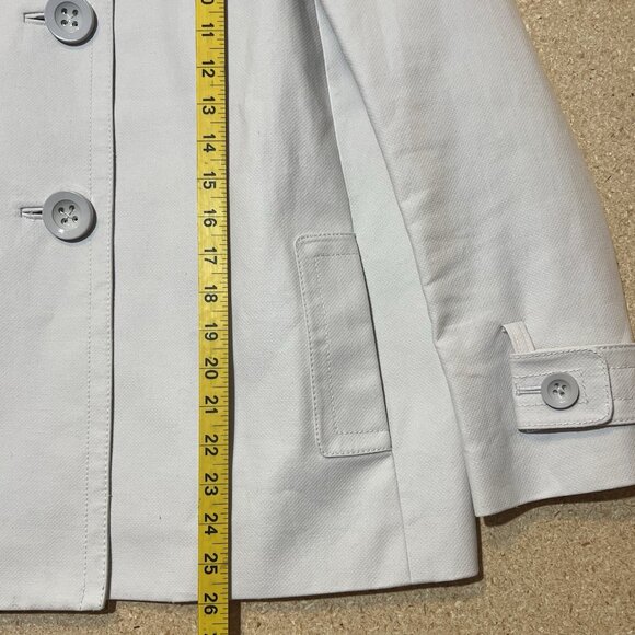 J. Crew Women's Jacket Peacoat Size 8 Ivory 100% Cotton Lined Pockets Buttons - Picture 5 of 7